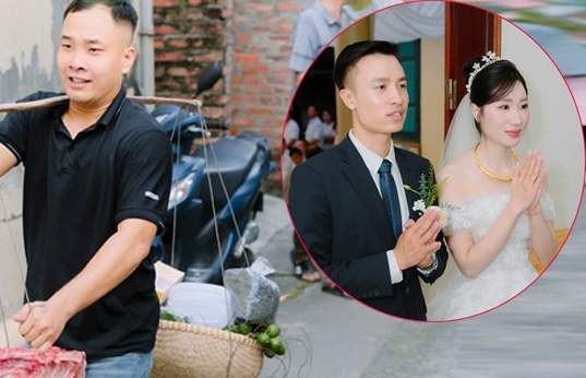 Nhà trai gánh 20kg thịt lợn, 1 buồng cau đi hỏi cưới cô gái Hà Nội gây sốt