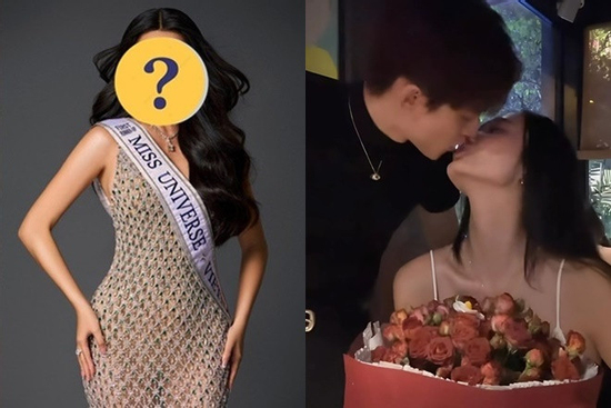 Á hậu 1 Miss Universe Vietnam công khai khóa môi bạn trai thấp hơn 10cm