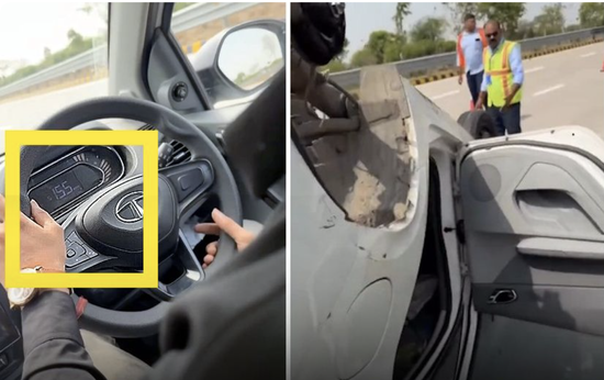Chạy quá tốc độ, xe sedan mất lái, lật ngửa “bụng” trên cao tốc