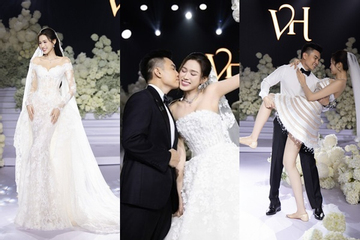 Cận cảnh 4 bộ váy cưới xa xỉ Hoa hậu Đỗ Thị Hà diện trong đám cưới ở Hà Nội