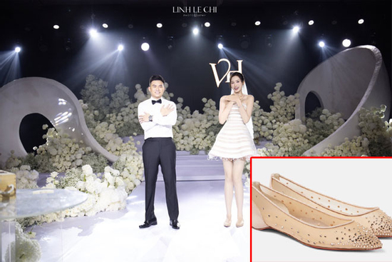 Chi tiết đôi giày bệt tinh tế trong đám cưới của 2 nàng hoa hậu họ Đỗ