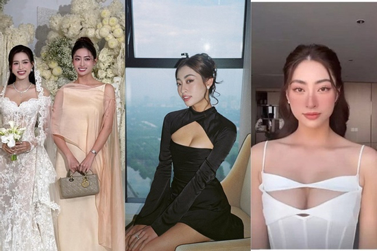 Gu thời trang đầy bất ổn của Hoa hậu Lương Thùy Linh mỗi lần đi đám cưới đồng nghiệp