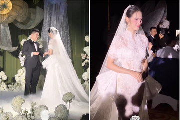 Người mẫu Hương Liên chơi đàn, được chồng CEO hơn 12 tuổi bế bổng trong đám cưới