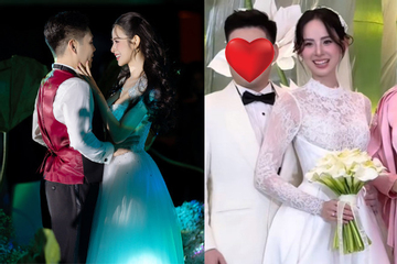 Ảnh hiếm hoi lộ rõ diện mạo chồng thiếu gia của Hương Liên trong siêu đám cưới ở Hà Nội