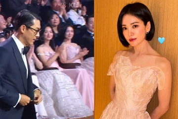 Khoảnh khắc Song Hye Kyo nhìn 'tình cũ' Hyun Bin tại Rồng xanh 2025 gây sốt