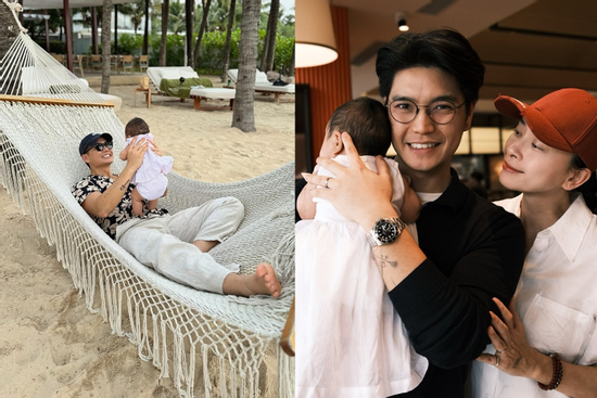 Ngô Thanh Vân đưa con gái 2 tháng tuổi đi du lịch, 'bố bỉm sữa' Huy Trần được khen hết lời