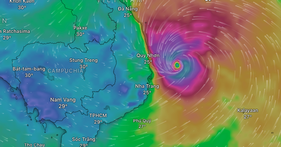 Bão số 13 Kalmaegi giật trên cấp 17, còn cách Quy Nhơn 190 km