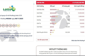 Một người ở TP.HCM trúng độc đắc Vietlott hơn 21 tỷ đồng