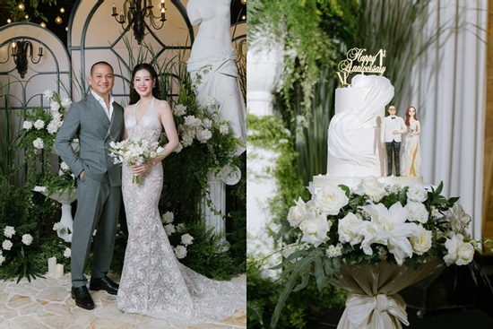 Ảnh nét căng tiệc kỉ niệm cưới của Hoa hậu Khánh Vân và ông xã hơn 17 tuổi