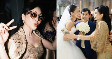 Rò rỉ loạt ảnh lộ biểu cảm 'lạ chưa từng có' của mẹ tỷ phú trong đám cưới Tiên Nguyễn