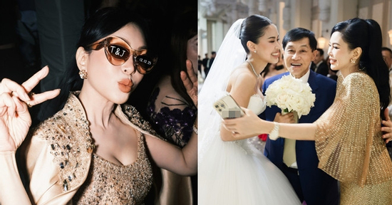 Rò rỉ loạt ảnh lộ biểu cảm 'lạ chưa từng có' của mẹ tỷ phú trong đám cưới Tiên Nguyễn