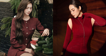 Nữ chính phim 'Cách em 1 milimet' đón giáng sinh với trang phục màu đỏ ngọt ngào