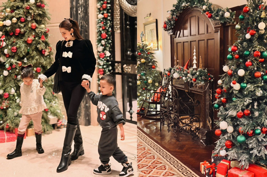 Hai con của Phanh Lee gây chú ý trong bộ ảnh Giáng sinh cùng mẹ