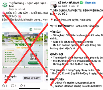 Bệnh viện Bạch Mai cảnh báo khẩn: Fanpage giả mạo tuyển dụng, dụ quét mã QR