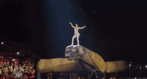 Nữ ca sĩ cưỡi mãng xà dài 30 m trước 40.000 người