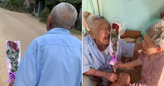 Cụ ông 92 tuổi lom khom đem hoa tặng vợ ngày 8/3 thu hút triệu lượt xem