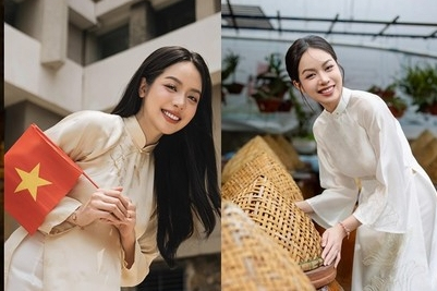 Vẫn là áo dài trắng nhưng Hoa hậu Thanh Thủy luôn thêm một chi tiết tinh tế