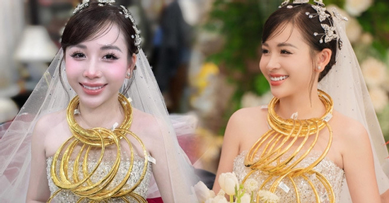 Cô dâu Thanh Hóa đeo vàng lồng vàng trong ngày cưới gây 'bão mạng'
