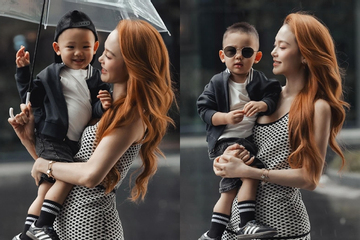 Con trai 2 tuổi của Minh Hằng bụ bẫm, diện đồ ra dáng 'thiếu gia nhí'