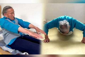 Bà lão 92 tuổi mỗi ngày chống đẩy 200 cái, tóc bạc tự chuyển thành đen