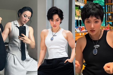 Angela Phương Trinh diện trang phục menwewar sau khi ''độ'' body săn chắc