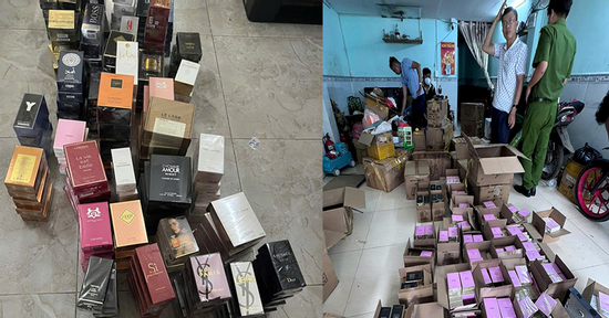 Công an công bố hình ảnh khám xét kho hàng, thu 10.000 chai nước hoa Chanel, Dior giả
