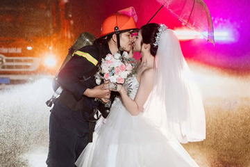 Lấy anh lính cứu hỏa, cô gái Hà Tĩnh có bộ ảnh cưới đẹp như phim