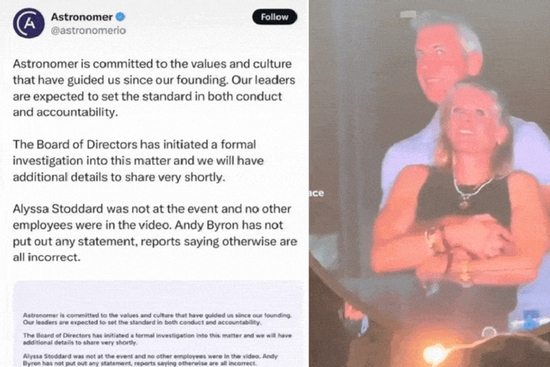 Công ty ra tuyên bố nóng, tạm cho nghỉ việc CEO Andy Byron và nhân tình chờ điều tra