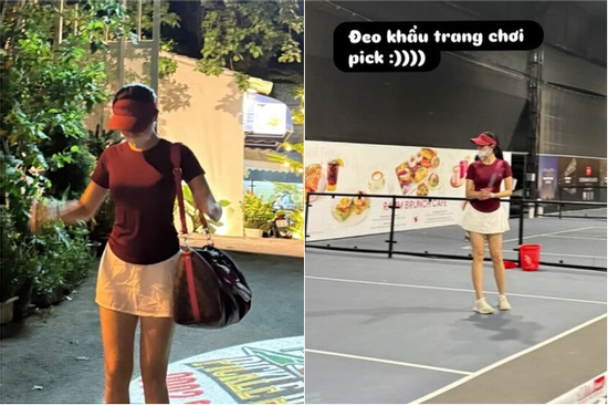 Á hậu đình đám Vbiz đi đánh Pickleball mà bịt kín mặt, nhìn outfit ra sân là biết 'không hề tầm thường'
