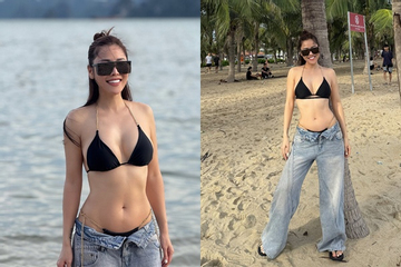 Quế Vân xả hình bikini 'nửa kín nửa hở', vóc dáng mẹ 3 con 'đỉnh chóp'