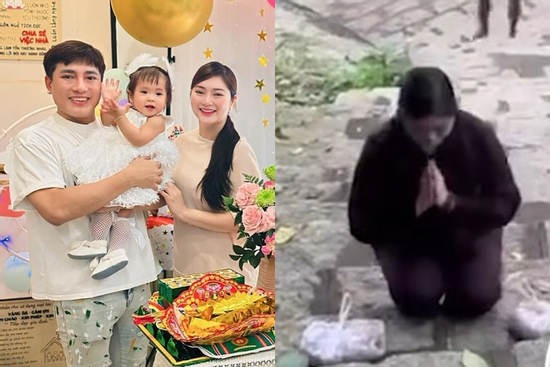 Xúc động hình ảnh Thanh Trúc quỳ gối để cầu con