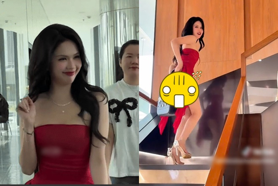 Ngọc Trinh vất vả 'phòng thủ' vì chiếc đầm không che chắn hết vòng 3