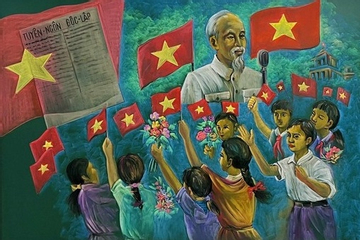 Thầy giáo dùng phấn màu tái hiện khoảnh khắc lịch sử 2/9 chân thực từng chi tiết