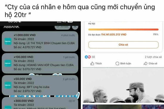 Nhiều người chuyển nhầm tiền ủng hộ Cuba vào tài khoản cá nhân: Ngân hàng lên tiếng