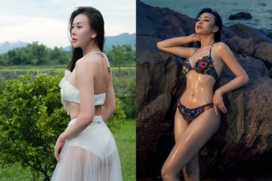 Phương Oanh diện bikini 'nửa kín nửa hở' khoe vòng 3 lấp ló