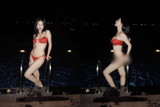 Khổng Tú Quỳnh diện bikini tí hon khoe dáng 'đồng hồ cát'