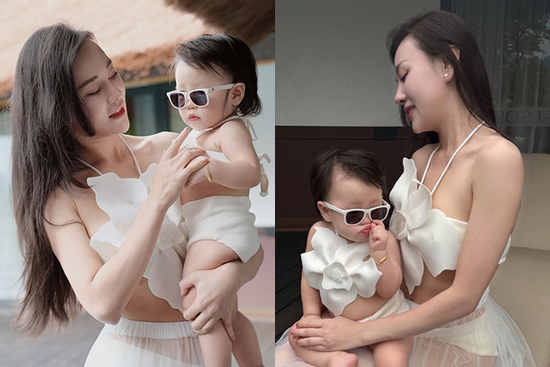 Mới hơn 1 tuổi, con gái Phương Oanh đã điệu đà khi 'pose' dáng cùng mẹ
