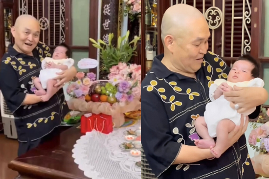 Vợ chồng danh hài Xuân Hinh làm lễ đầy tháng ấm cúng cho cháu gái