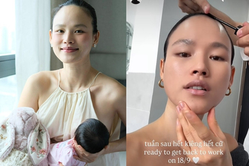 Siêu mẫu đình đám Vbiz đi làm trở lại dù chưa đầy 1 tháng sinh con đầu lòng