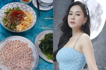 Ngỡ ngàng với bộ bát đĩa 'sang hết phần thiên hạ' trên bàn ăn nhà Phương Oanh