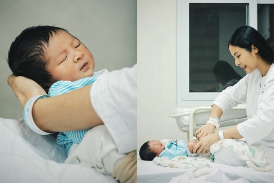 Ảnh hiếm hoi của con trai Hoa hậu Ngọc Hân