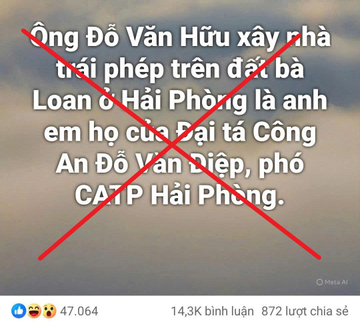 Bác tin người xây nhà trên đất người khác là họ hàng của PGĐ Công an Hải Phòng
