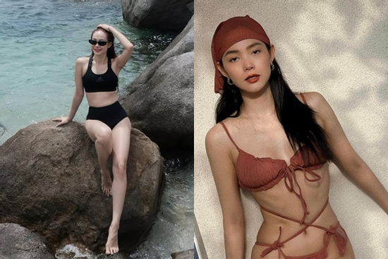 Sau sinh, Minh Hằng diện bikini kín đáo vẫn khoe dáng 'mướt mườn mượt'