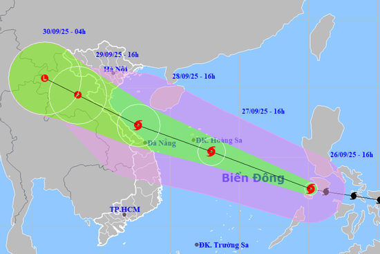 Bão Bualoi vào đến biển Nghệ An - Huế ngày 28/9, cường độ mạnh cấp 13