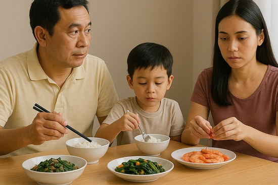 Con tôi 5 tuổi tự ăn, chồng 42 tuổi vẫn chờ vợ bóc tôm, gỡ xương cá