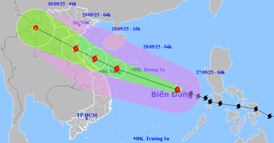 Bão số 10 Bualoi đi nhanh hiếm thấy 40km/h, hướng về vùng Bắc Trung Bộ