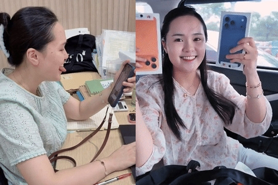 Sốc khi xem clip vợ Đỗ Duy Mạnh 'test' thử tính năng Iphone 17 bằng lưỡi