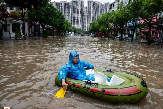 Học sinh được ăn tối và ngủ tại trường khi Hà Nội ngập trong 'biển nước'