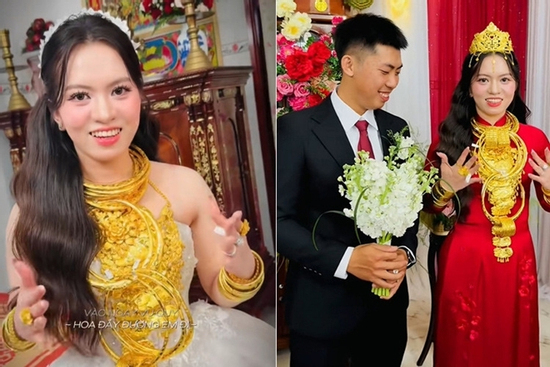 Cô dâu Đồng Tháp đội vương miện vàng, nhận gần 30 cây vàng trong đám cưới