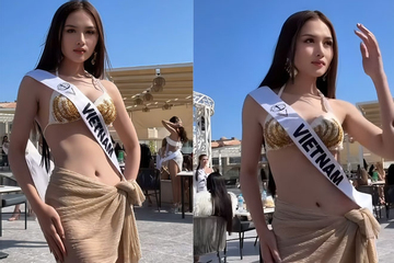 Thu Ngân và 60 hoa hậu trình diễn áo tắm